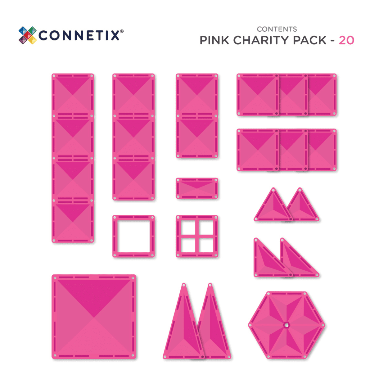 Connetix Tiles | Charity Pack Pink 20pc