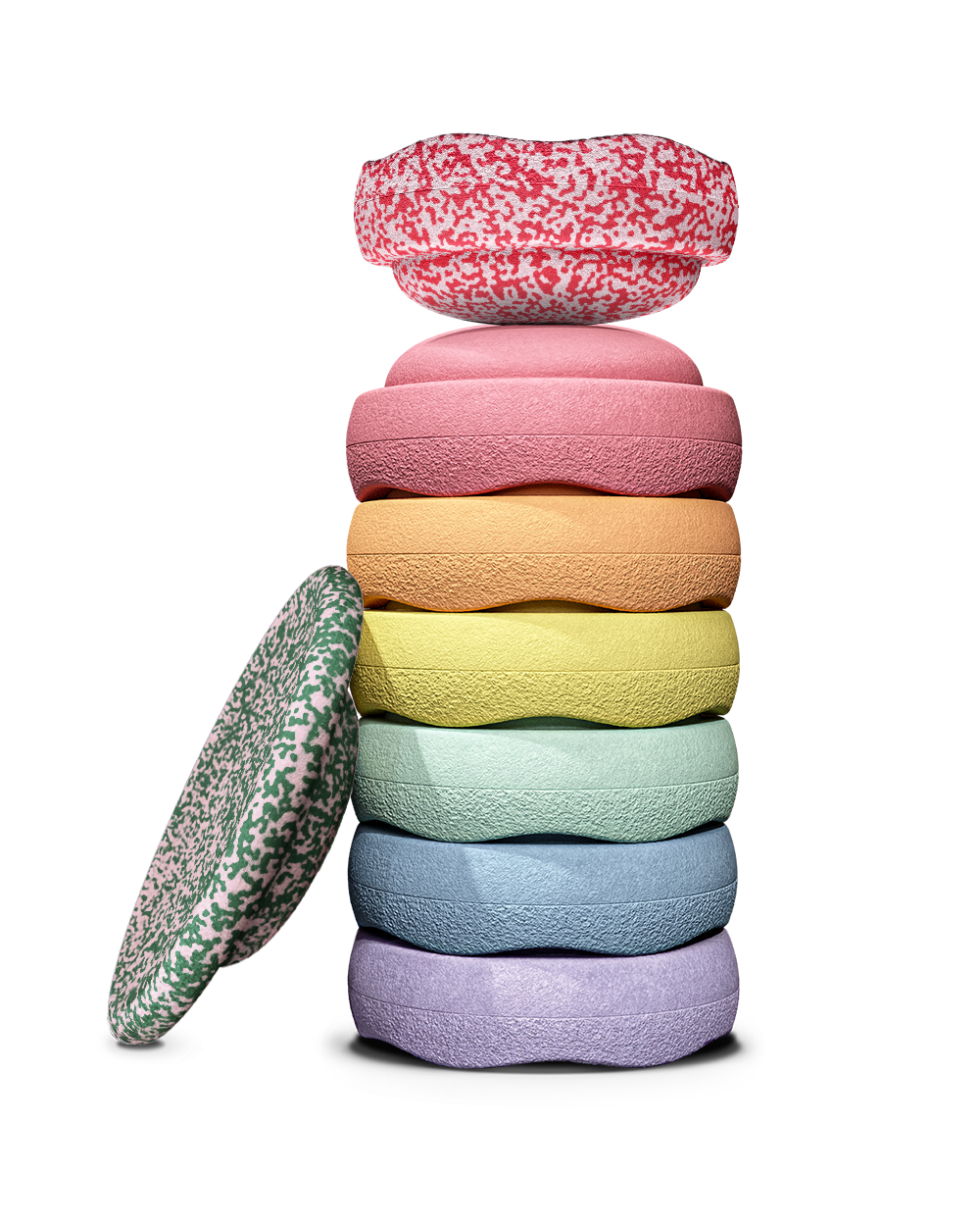 Stapelstein | Rainbow Pastel Set of 6 + Limited Edition Red Blush Original + FREE Limited Edition Dark Green/Blush Board by Stapelstein - Friends of K