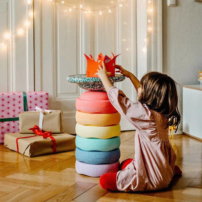 Stapelstein | Original Rainbow Pastel Set of 6 + FREE Limited Edition Dark Green/Blush Board by Stapelstein - Friends of K