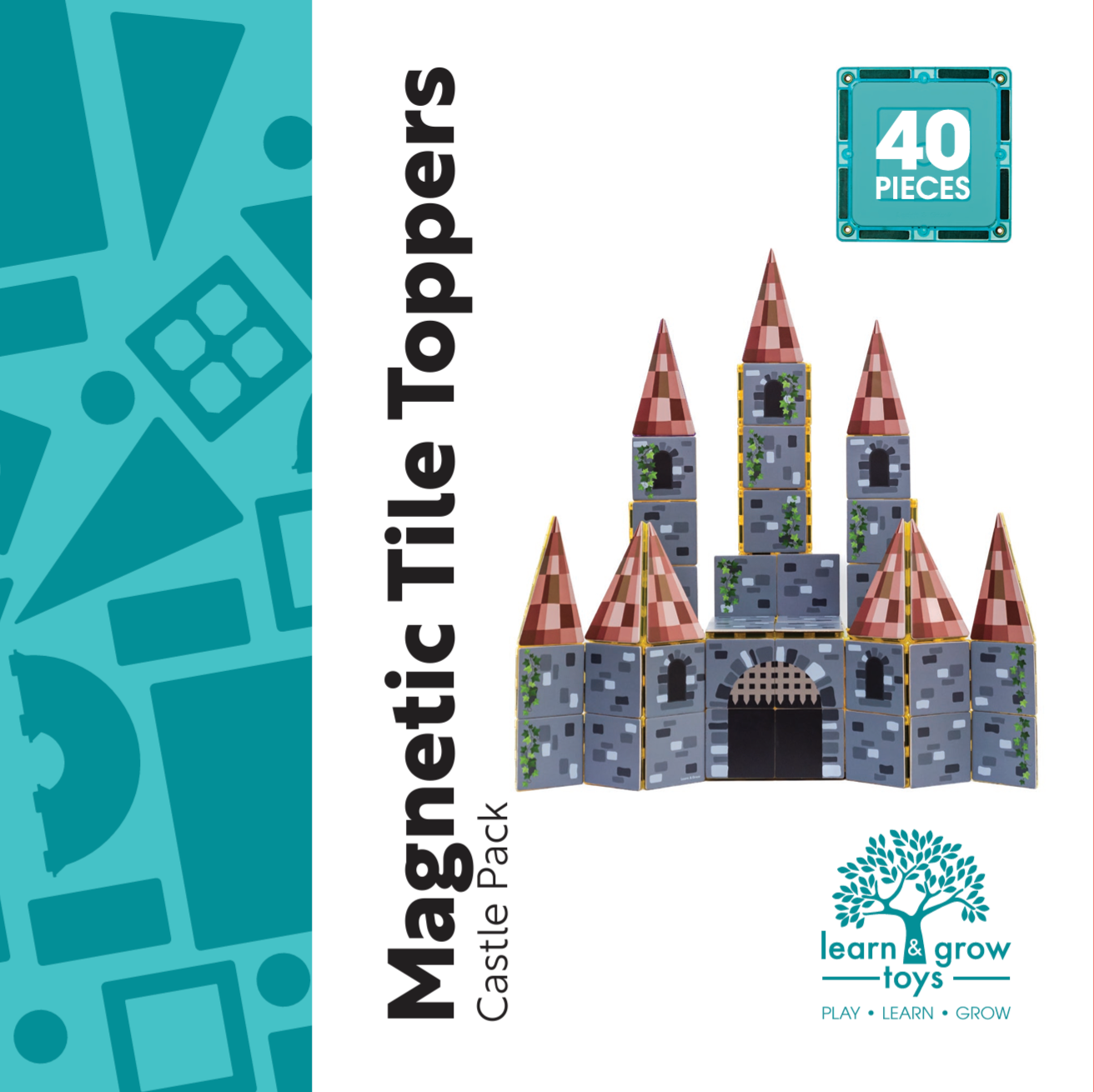 Learn & Grow - Magnetic Tile Topper - Castle Pack (40 Piece) by Learn & Grow - Friends of K