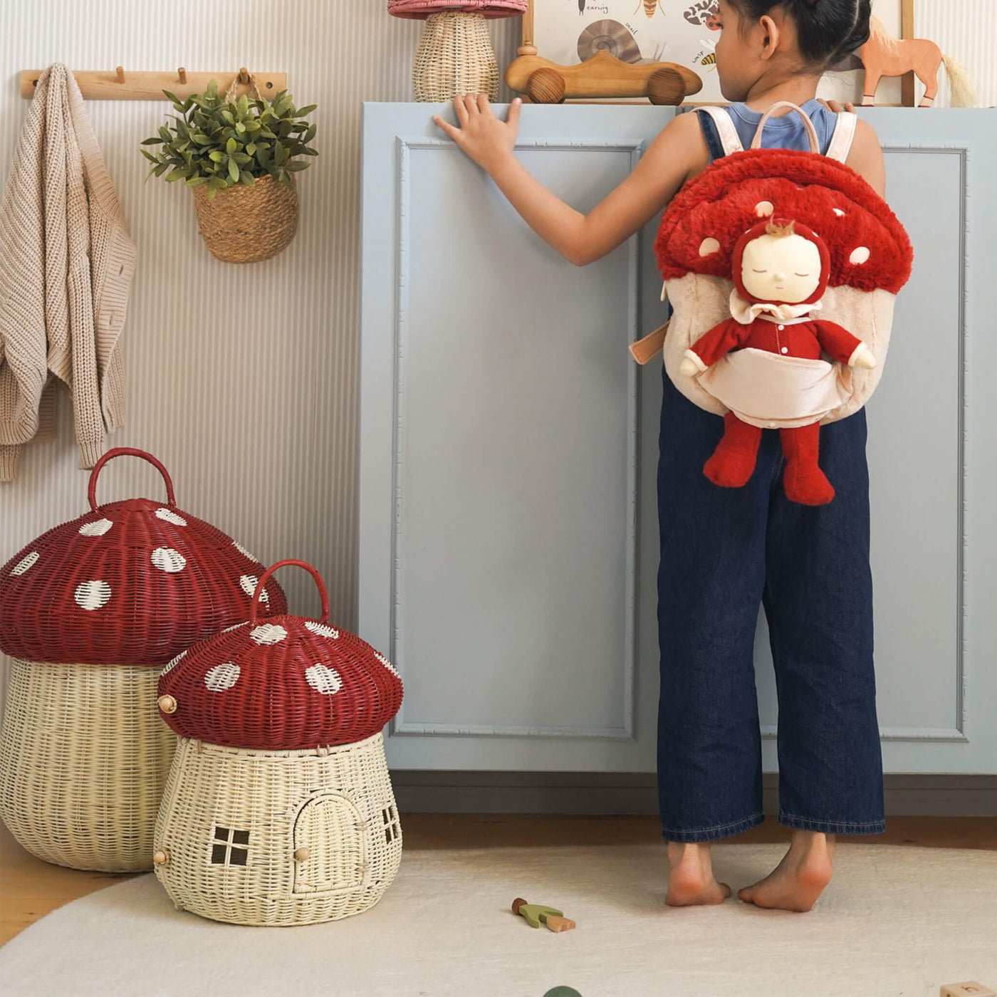 Olli Ella | Dozy Dinkum Toadstool Moppet Red by Olli Ella - Friends of K