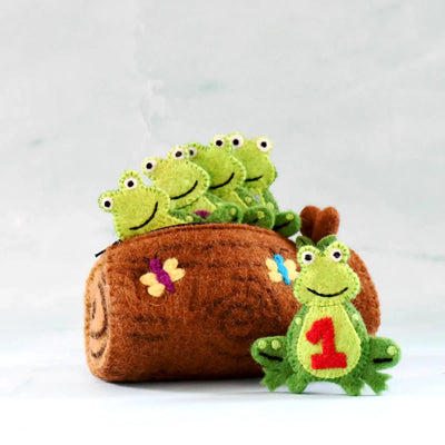 Tara Treasures | 5 Little Speckled Frogs with Log Bag - Finger Puppet Set by Tara Treasures - Friends of K