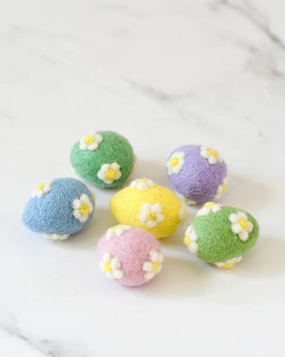 Tara Treasures | Felt Pastel Eggs with Flowers (Set of 6) by Tara Treasures - Friends of K