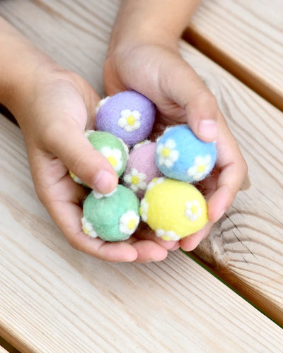 Tara Treasures | Felt Pastel Eggs with Flowers (Set of 6) by Tara Treasures - Friends of K
