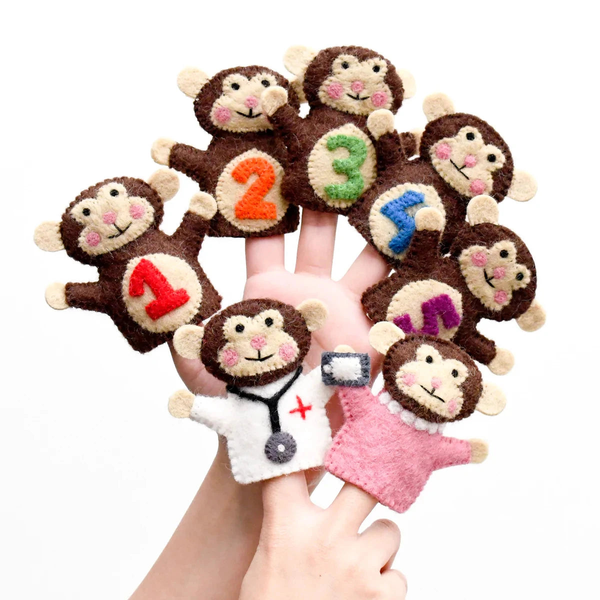 Tara Treasures | Five Little Monkeys, Finger Puppet Set by Tara Treasures - Friends of K