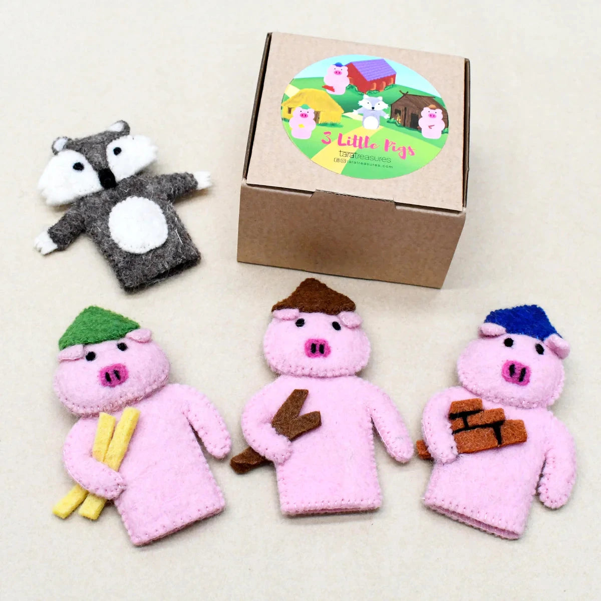 Tara Treasures | The Three Little Pigs, Finger Puppet Set by Tara Treasures - Friends of K